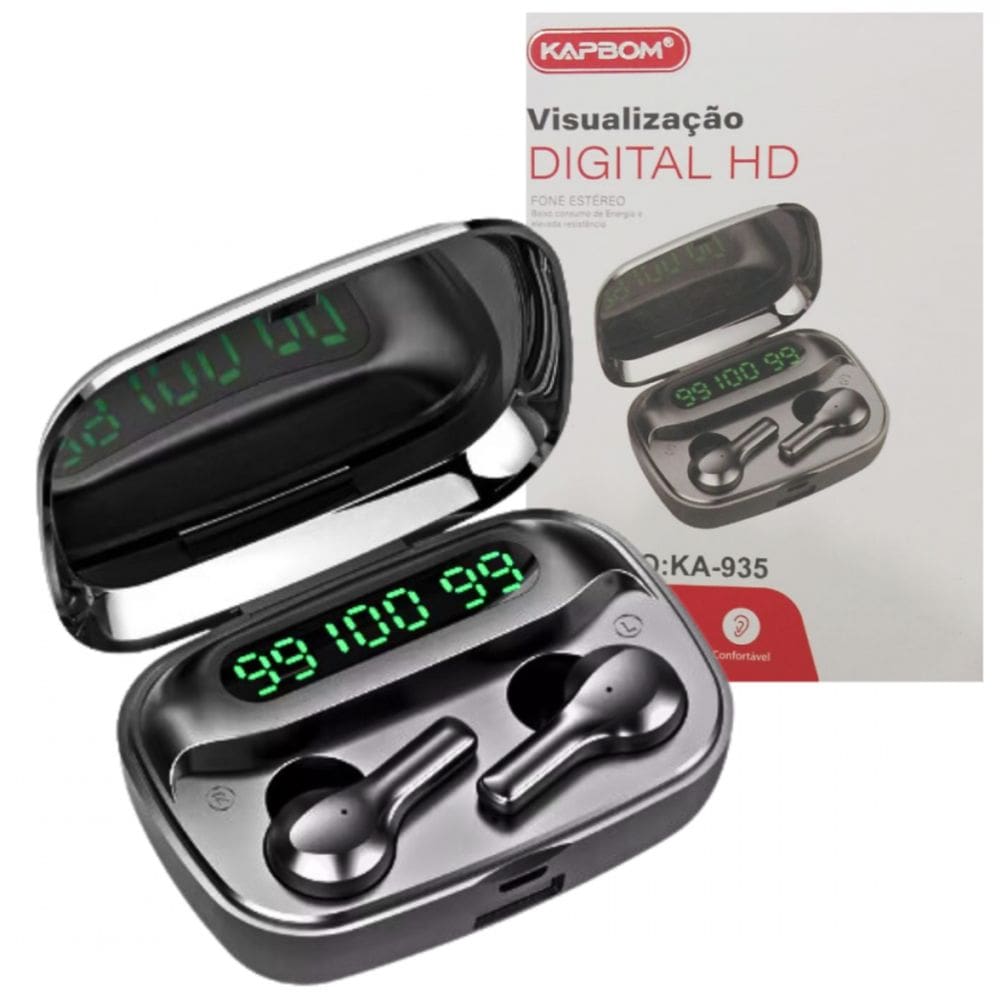 Fone de Ouvido Bluetooth Com Estojo para Carregar