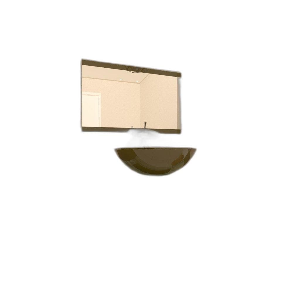 Gabinete De Vidro 60Cm Ac Com Cuba Redonda Ouro Envelhecido
