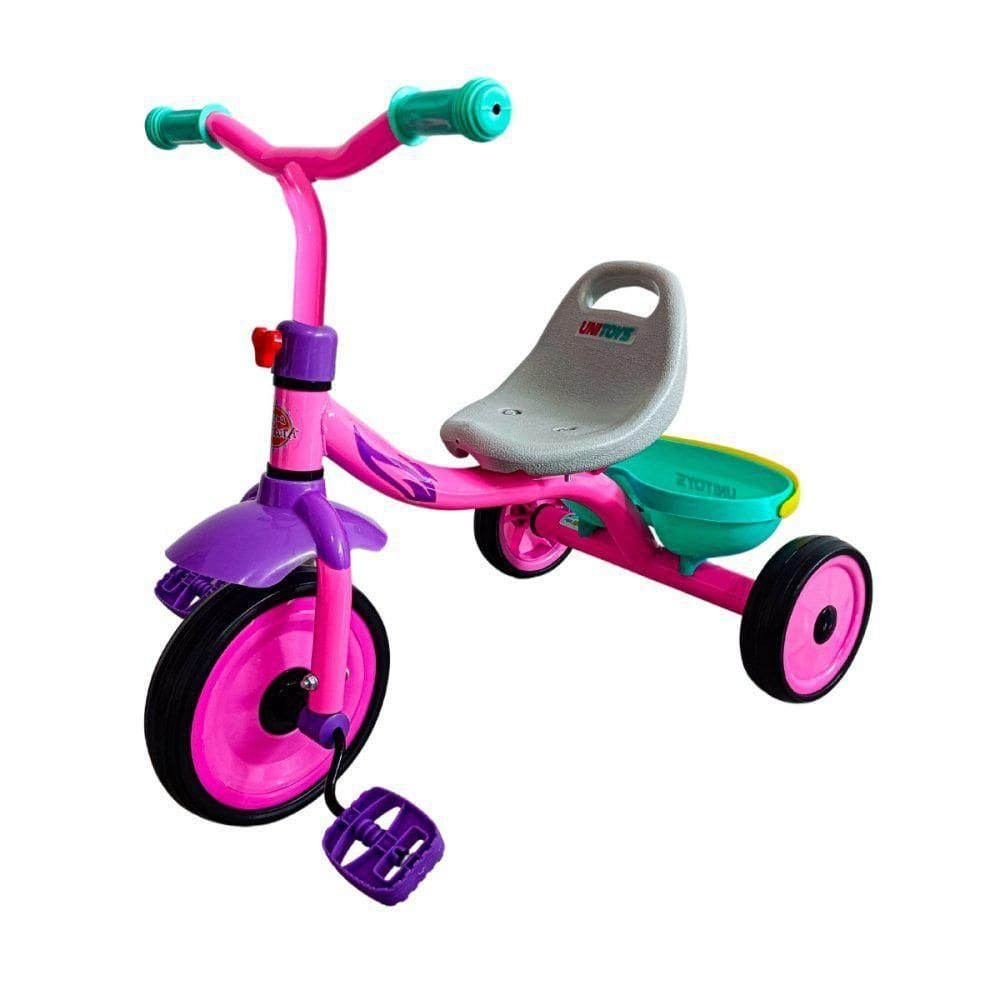 Triciclo Infantil Rosa Assento Ajustável Crianças Até 30kg