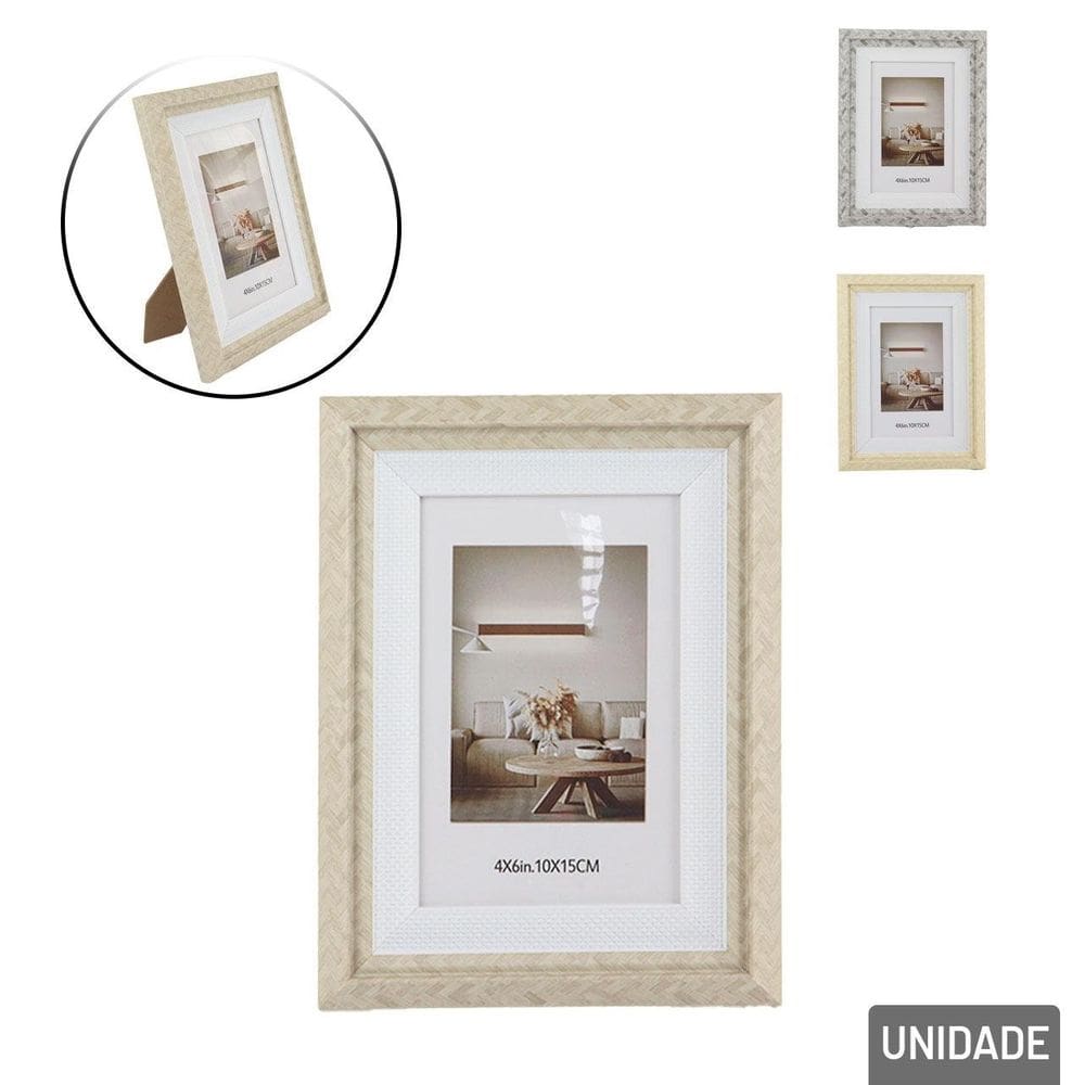 Porta Retrato de Plástico 10x15 Moldura Decorada - Tudo em Caixa