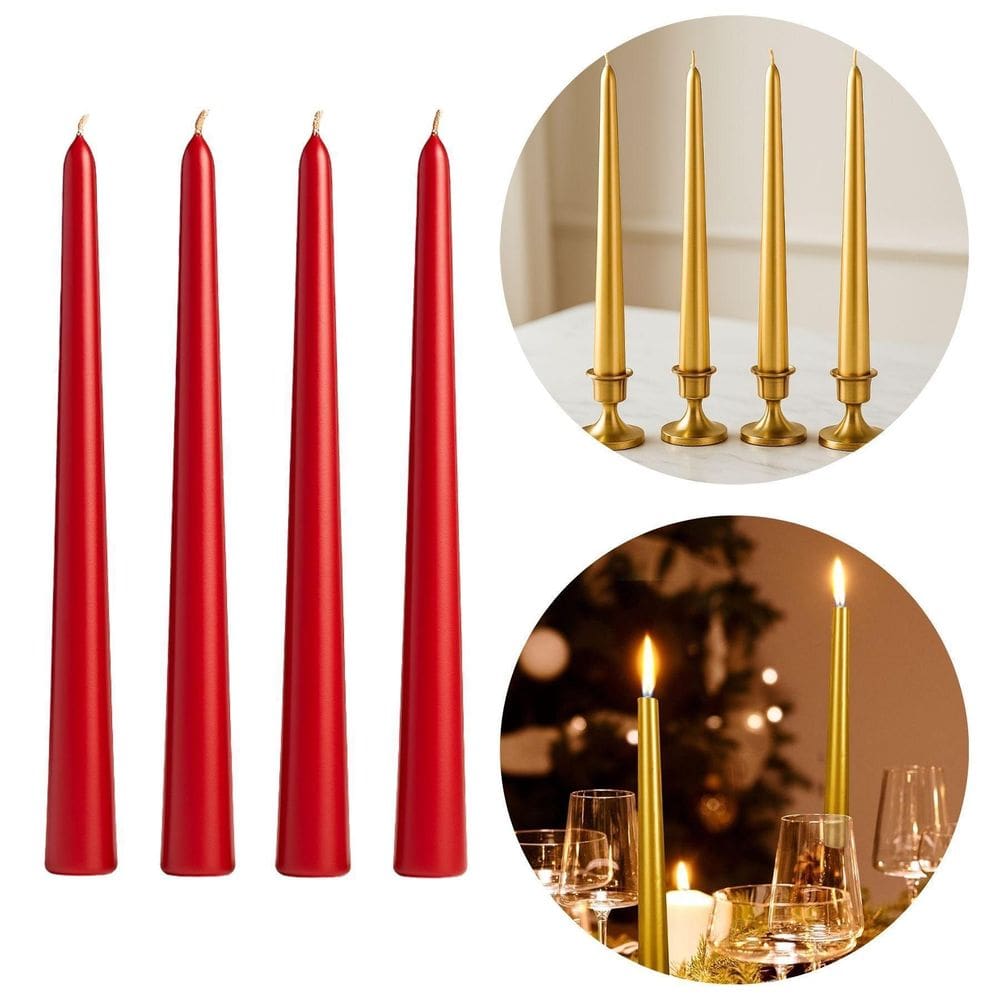 12 Velas Para Decoração Linha Premium Sofisticada Vermelha