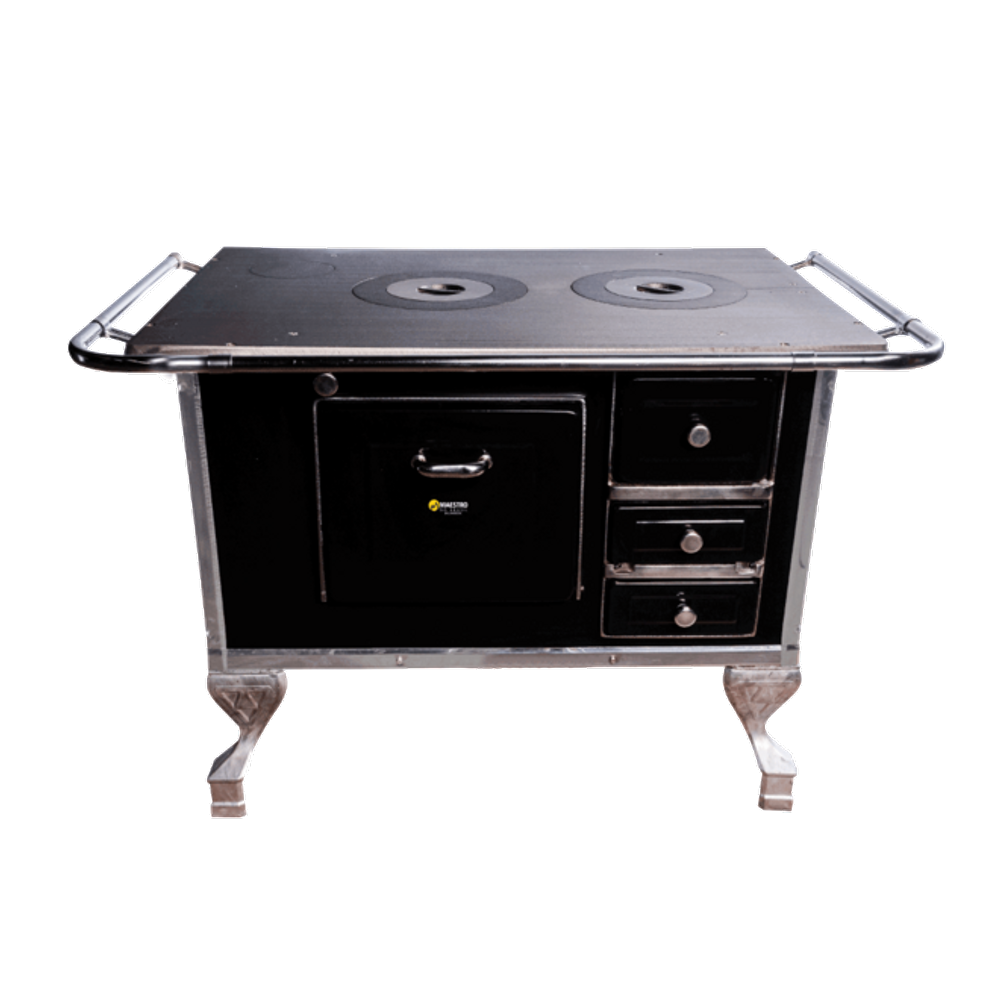 Fogão a Lenha N2 Maestro 00231 com Forno Chaminé à Esquerda Preto