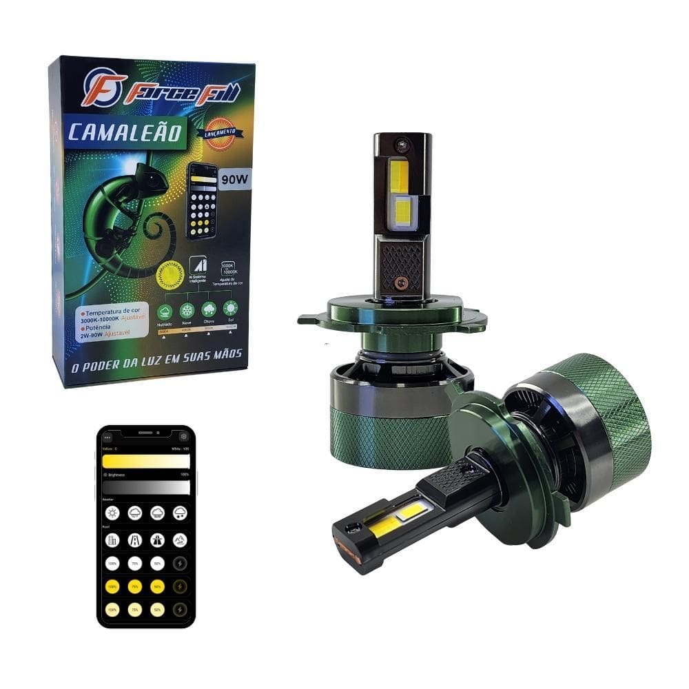 Lampada Led Camaleao Estrobo 3000K 10000K H4 Via Aplicativo