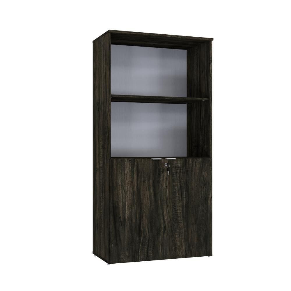Armário Alto Estante Com 02 Portas 161,5x80x42cm Wlae80 Carvalho Dark - Branco
