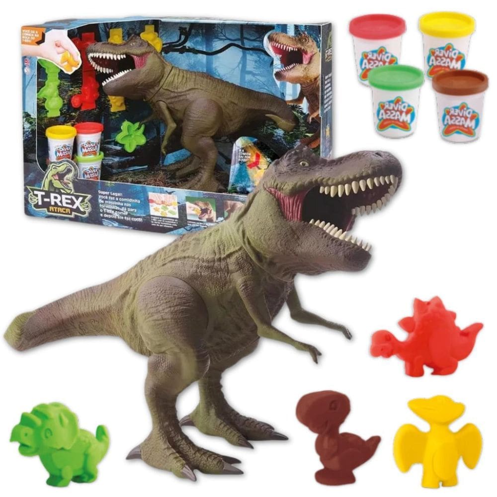 Dinossauro Rex Come E Faz Cocô Brinquedo Massinha E Molde