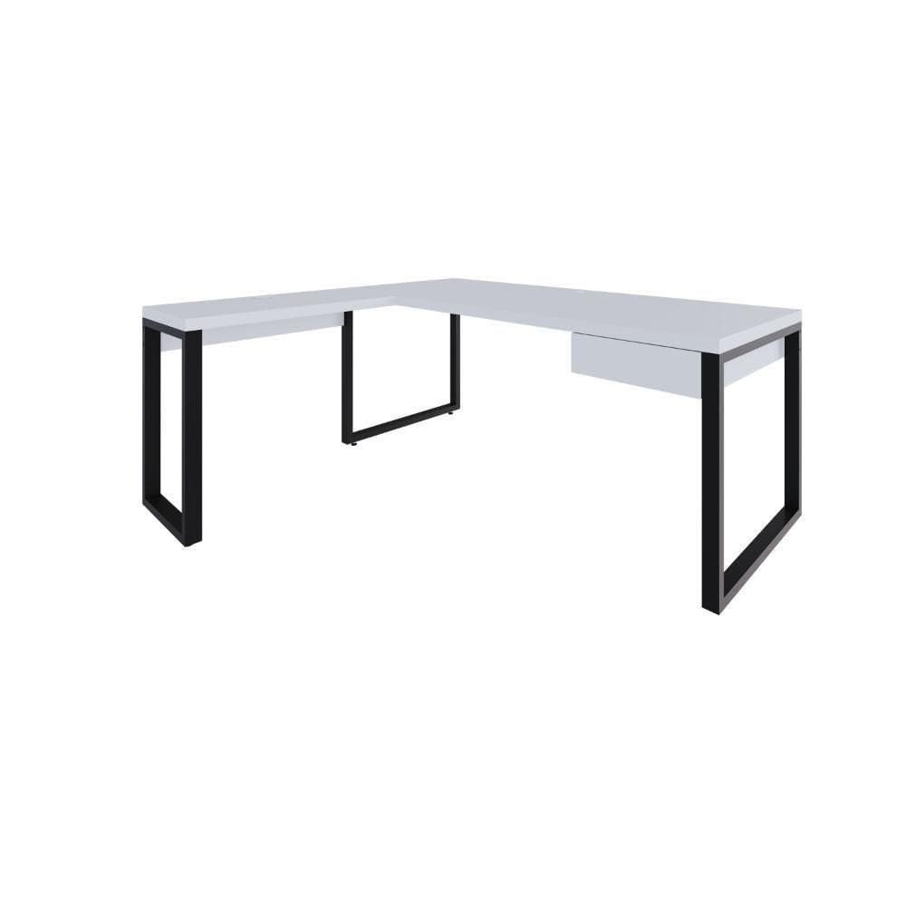 Mesa Em L Presidente C-01 Gav. 190x160x75cm Yon Branco Branco