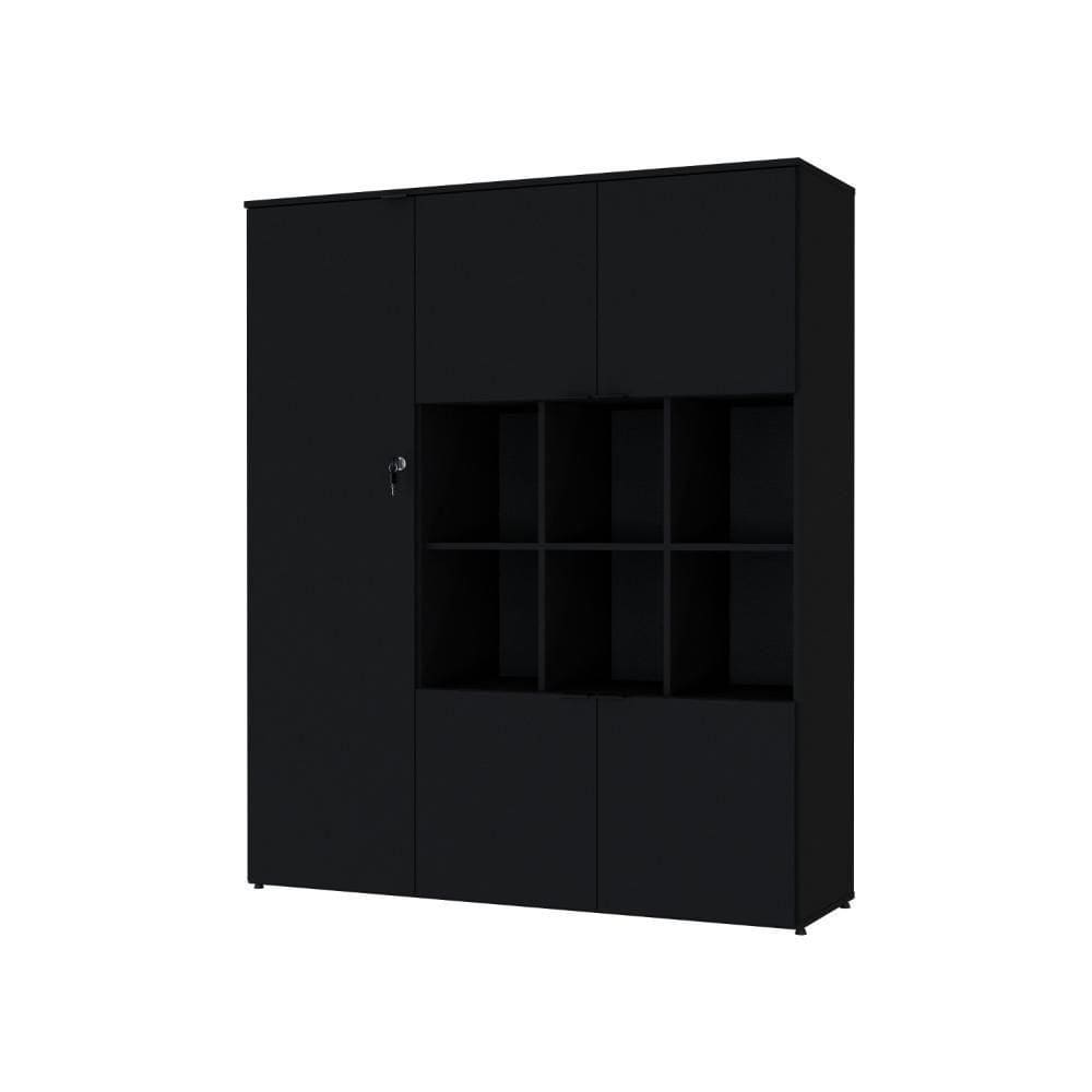 Armário Alto Com nichos E 05 Portas 161,5x135x42cm Wlan135 Preto ônix