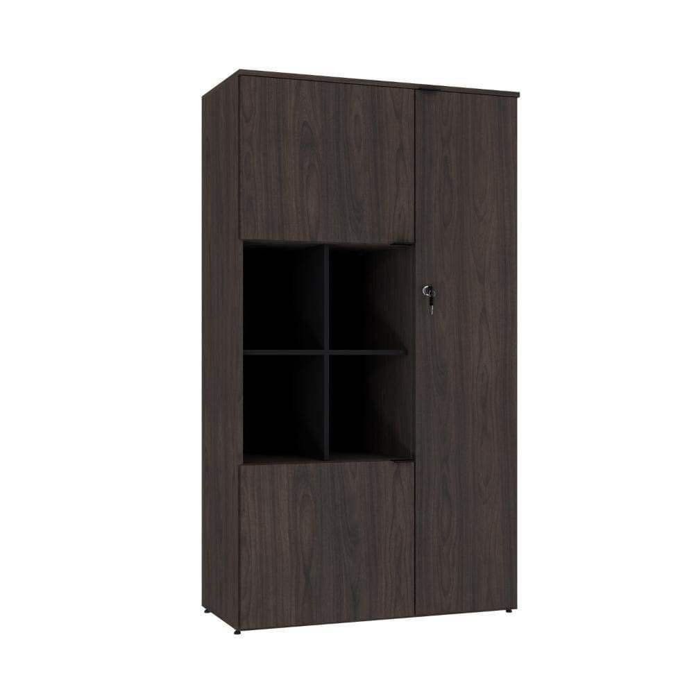 Armário Alto Com nicho E 03 Portas 161,5x90x42cm Wlan90 Terracota - Preto