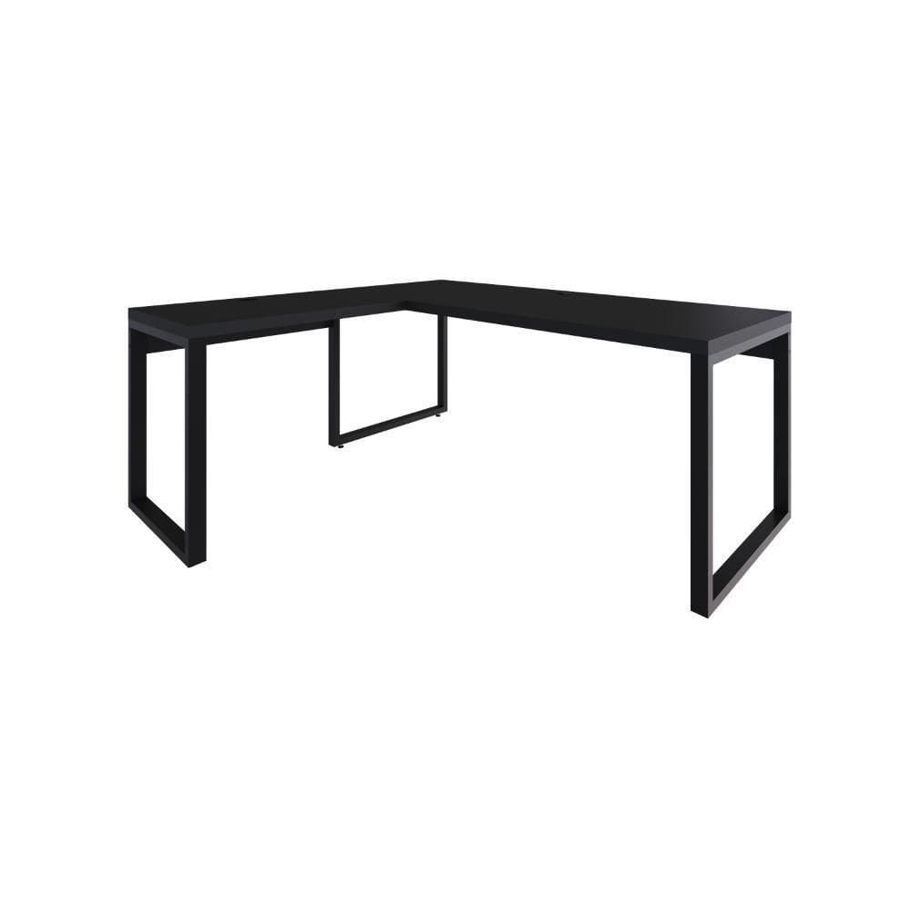 Mesa Em L Presidente 190x160x75cm Yon Preto Preto
