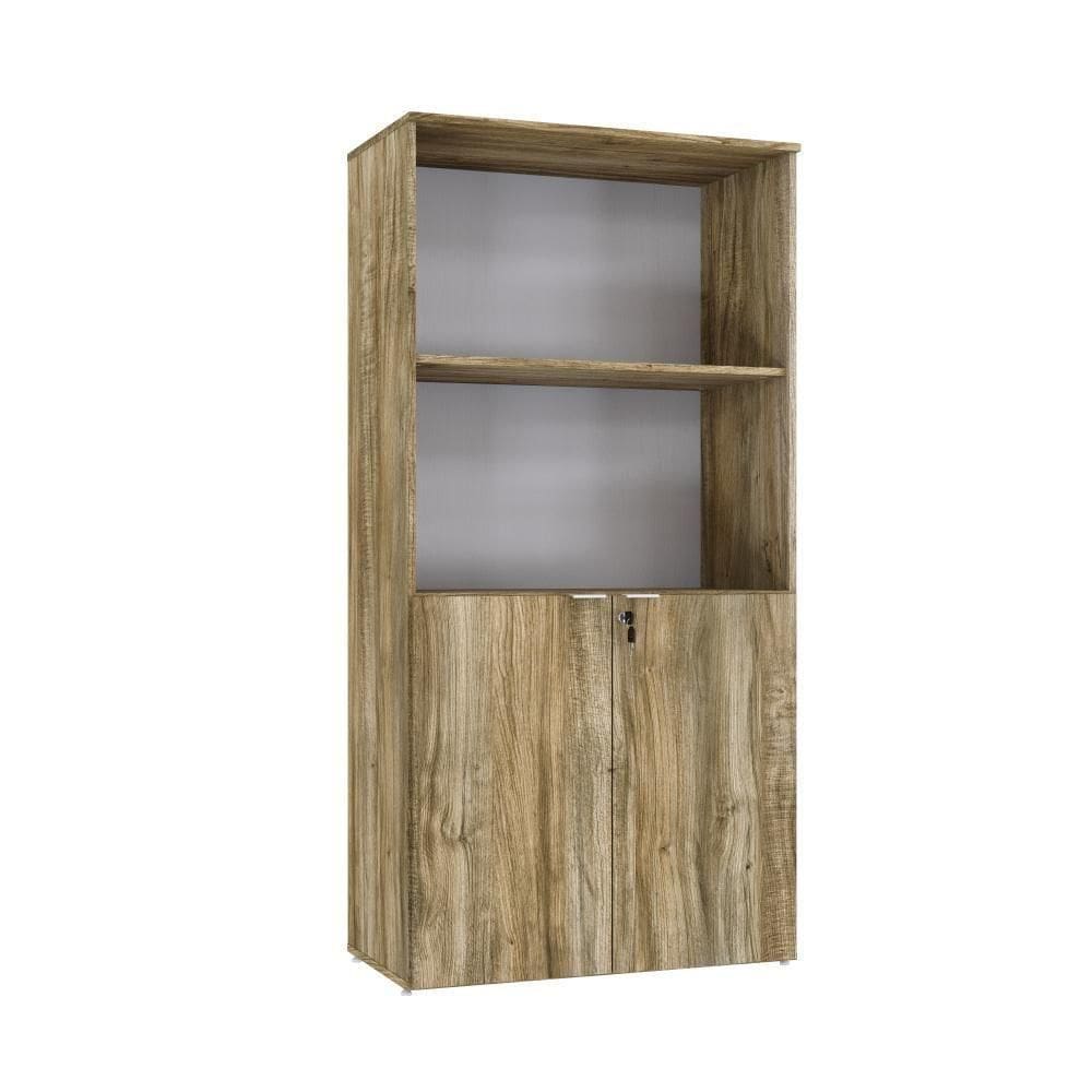 Armário Alto Estante Com 02 Portas 161,5x80x42cm Wlae80 Carvalho - Branco
