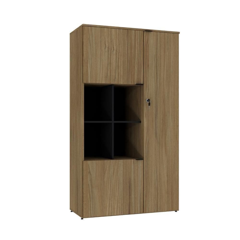 Armário Alto Com nicho E 03 Portas 161,5x90x42cm Wlan90 Vermont Oak - Preto