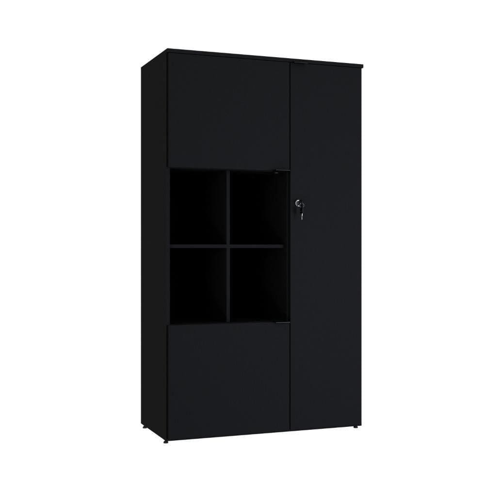 Armário Alto Com nicho E 03 Portas 161,5x90x42cm Wlan90 Preto Tx