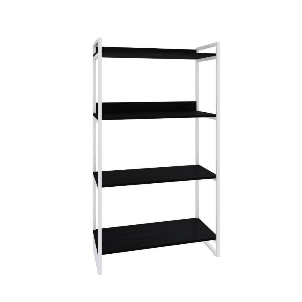 Estante Kuadra 80x40x146cm C/04 Prateleiras Preto ônix / Preto ônix /