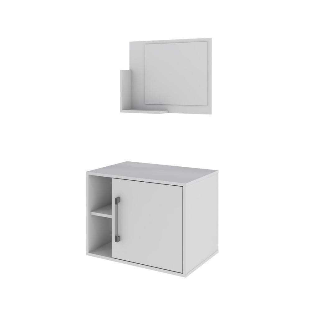 Conjunto Balcão E Espelheira Soft 600 Perffect Acetinado Branco Chess
