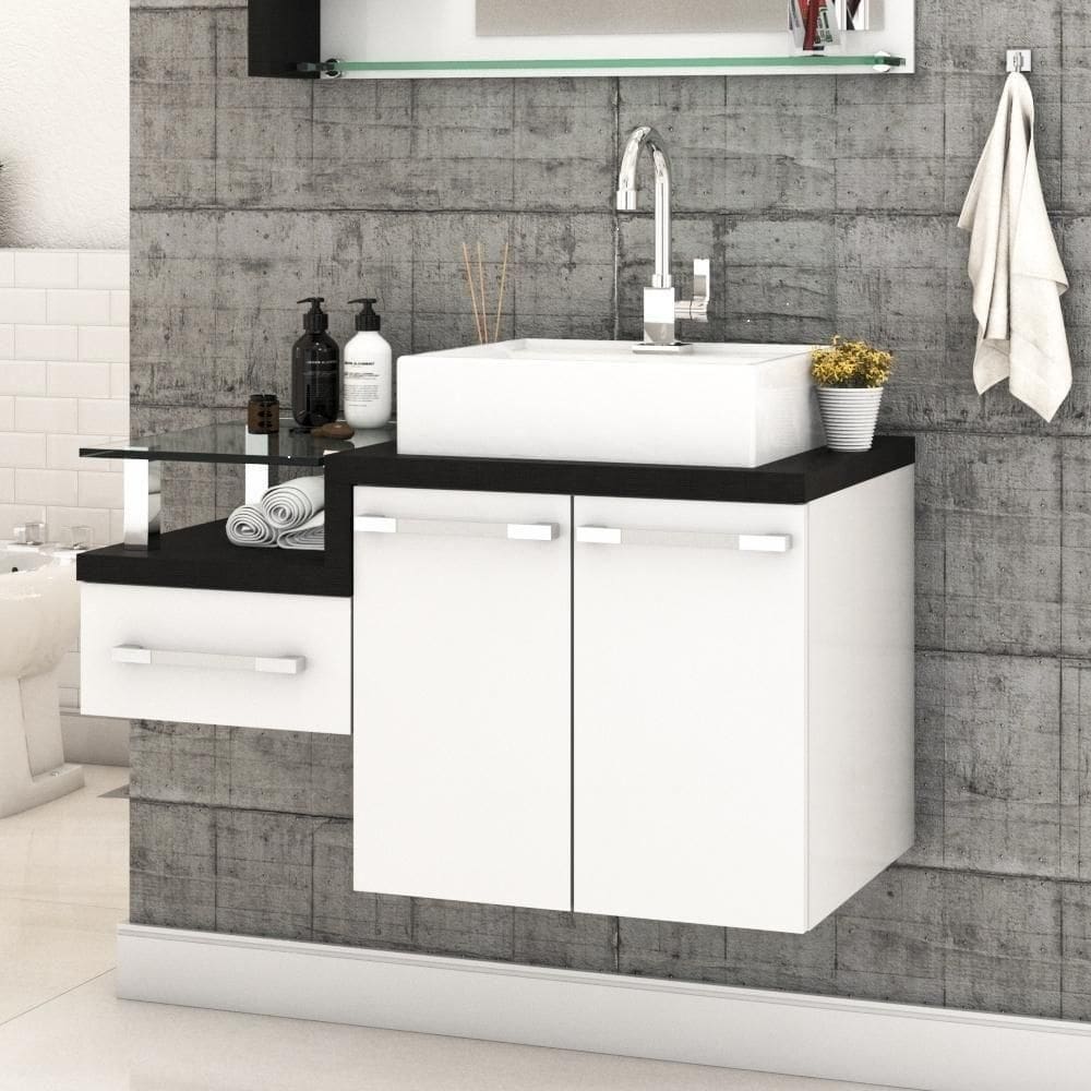 Conjunto Balcão C-cuba Q39 Legno 830 Branco Chess C-nogal Branco Chess C-preto ônix