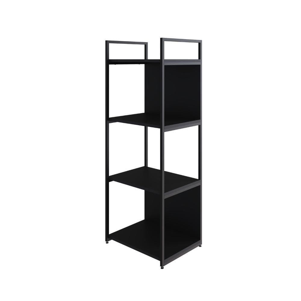 Estante C/04 Prateleiras 118x45x33cm C/fundo Yon Preto Tx/ Preto Tx/