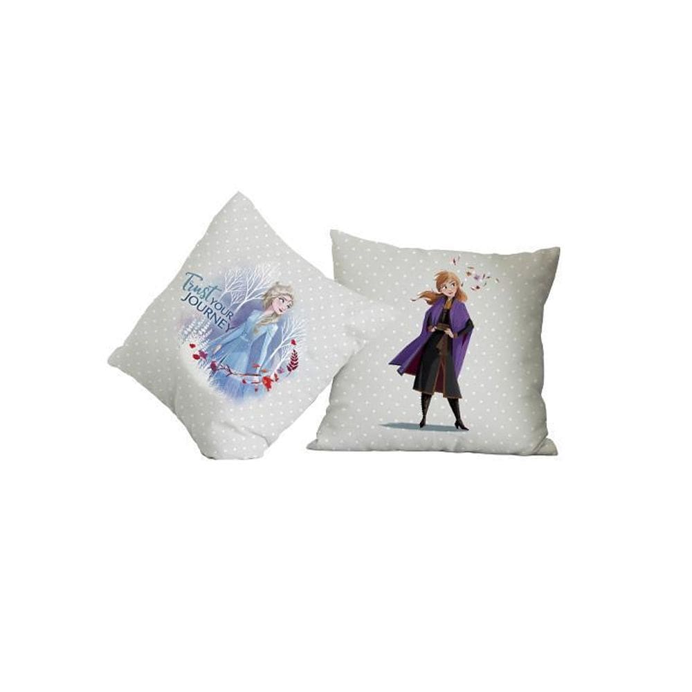 Almofada Flanela 40X40 Portallar Disney Frozen Elsa E Anna