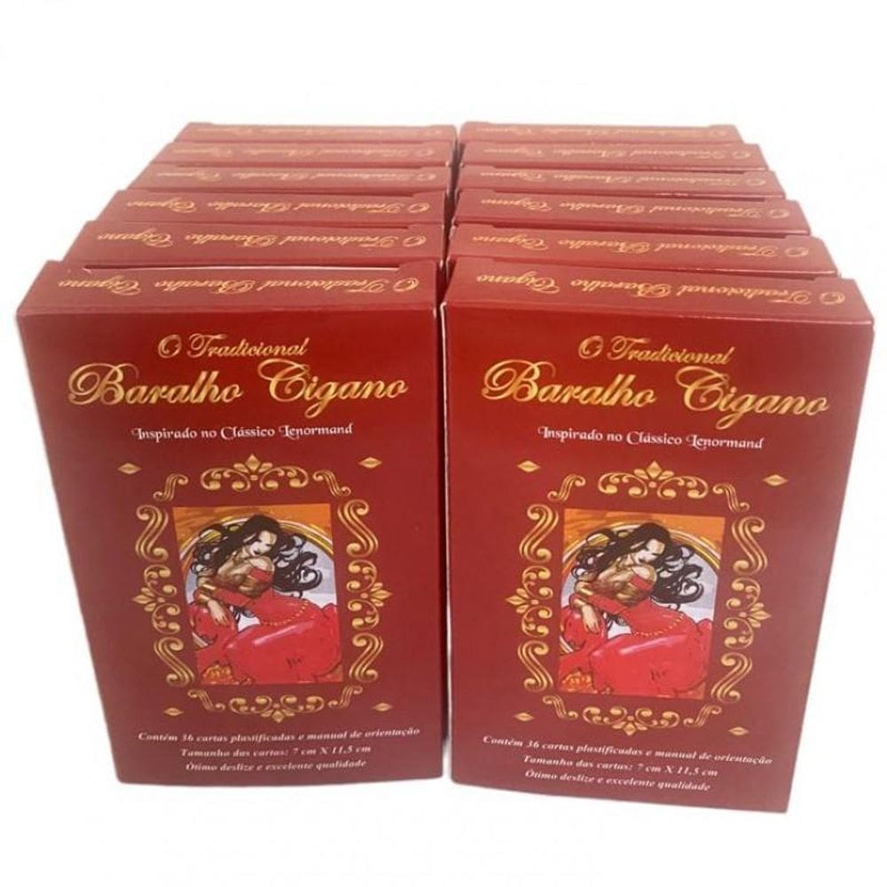 Kit C/12 O Tradicional Baralho Cigano 36 Cartas Plastificado