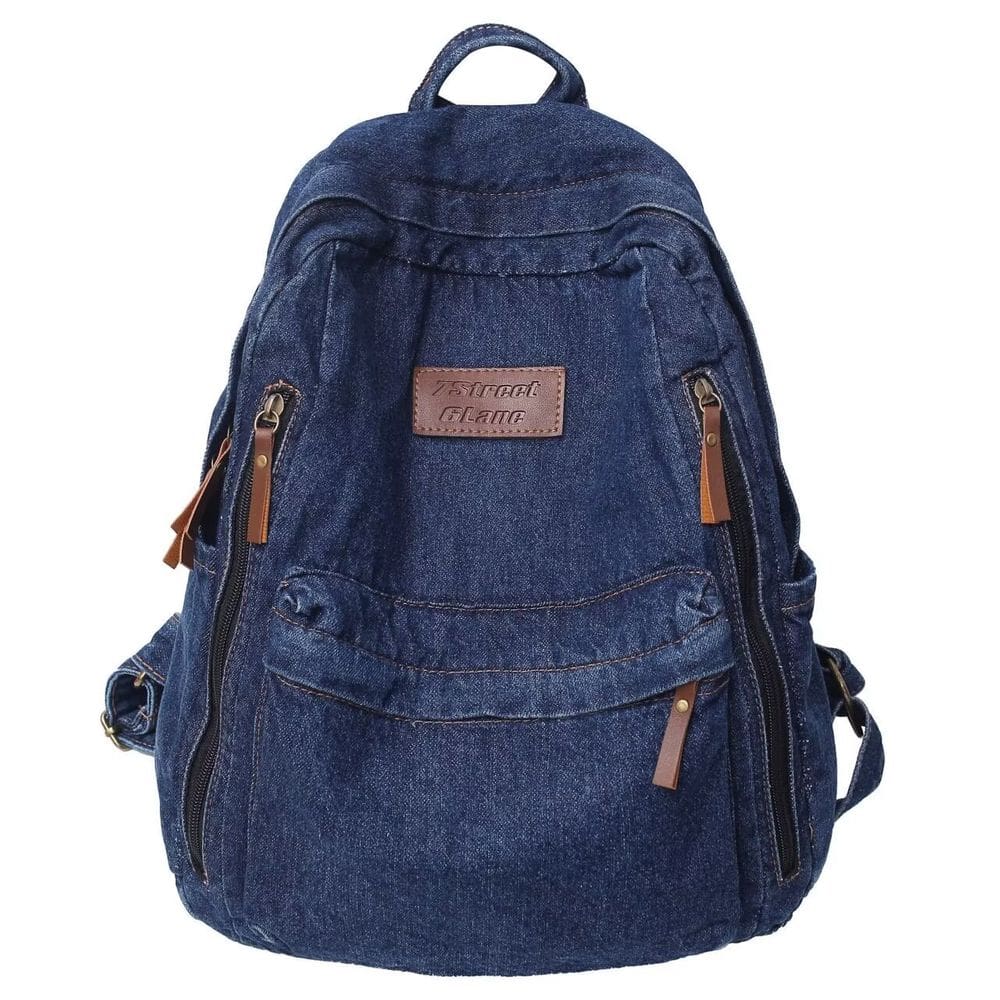 Mochila Sanmu Denim Causal Style Fashion Blue PU Leather