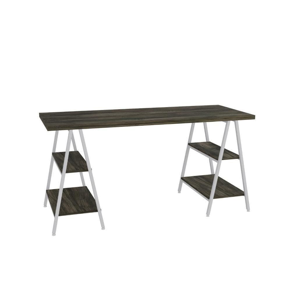 Mesa Kuadra Cavalete 150x60x75cm Carvalho Dark - Carvalho Dark -