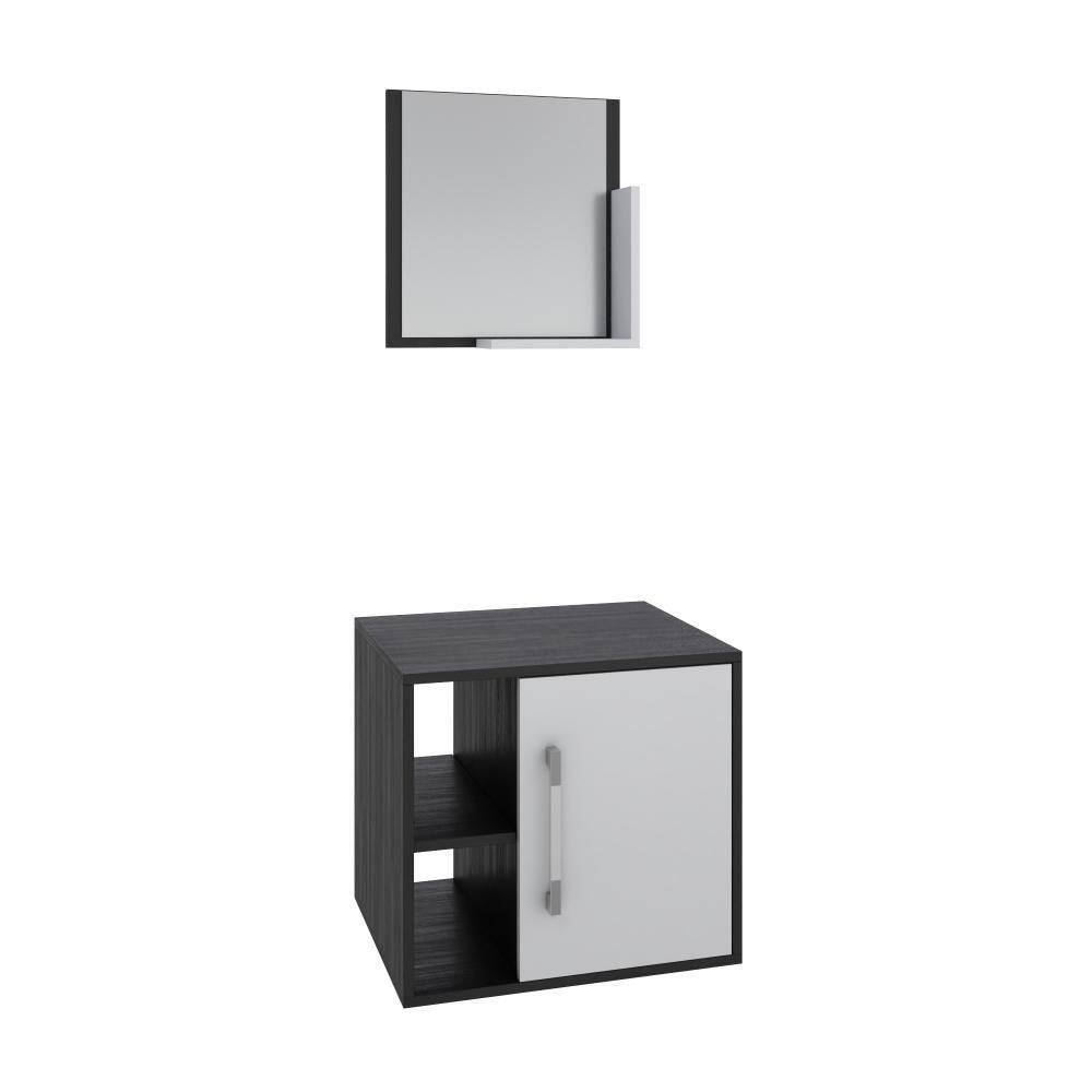 Conjunto Balcão E Espelheira Soft 500 Perffect Acetinado Preto ônix C-branco Chess