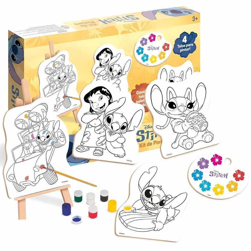 Kit De Pintura Infantil Com Cavalete Stitch Disney 4102 Nig