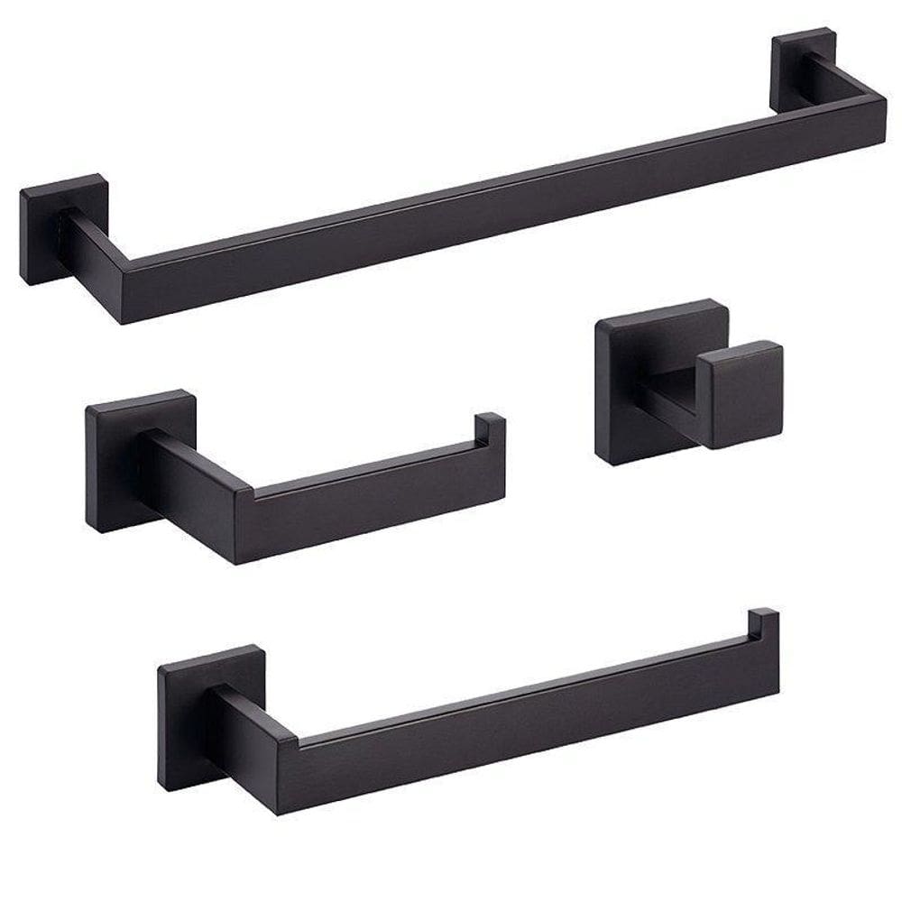 Kit Acessórios Para Banheiro Aço Inox Premium - Preto Fosco
