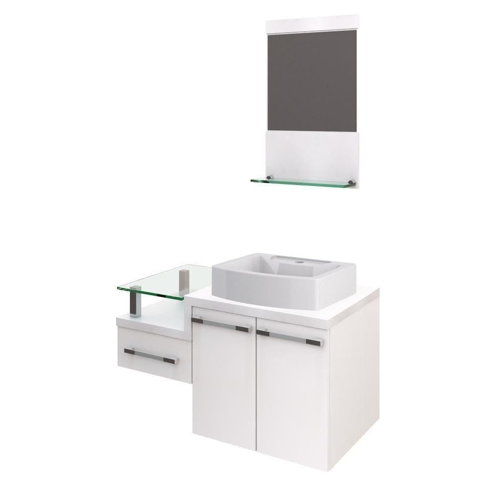 Conjunto Balcão C-cuba Aria 41 E Espelheira Legno 831 Perffect Acetinado Branco Chess C-branco Chess