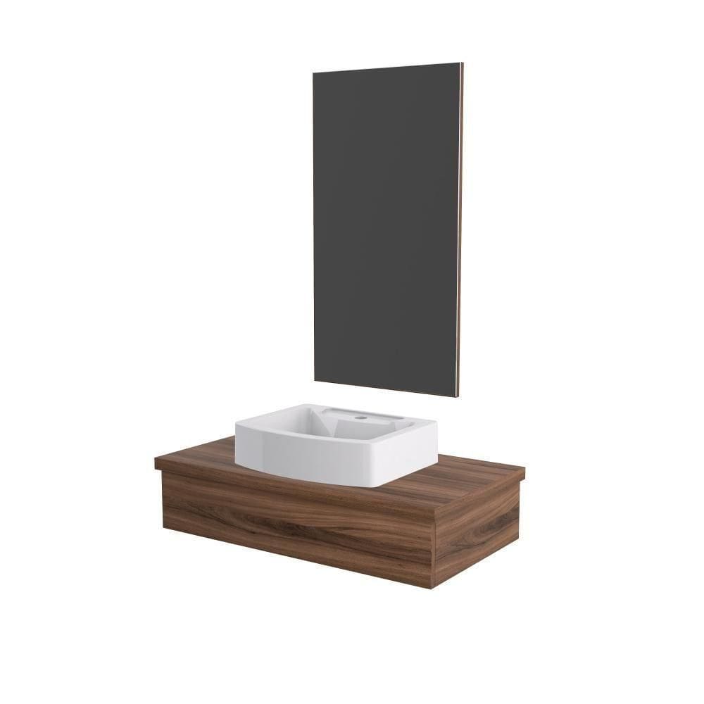 Conjunto Bancada C-cuba Aria 41 E Espelheira Metrópole 801 Carvalho Dark Nogal