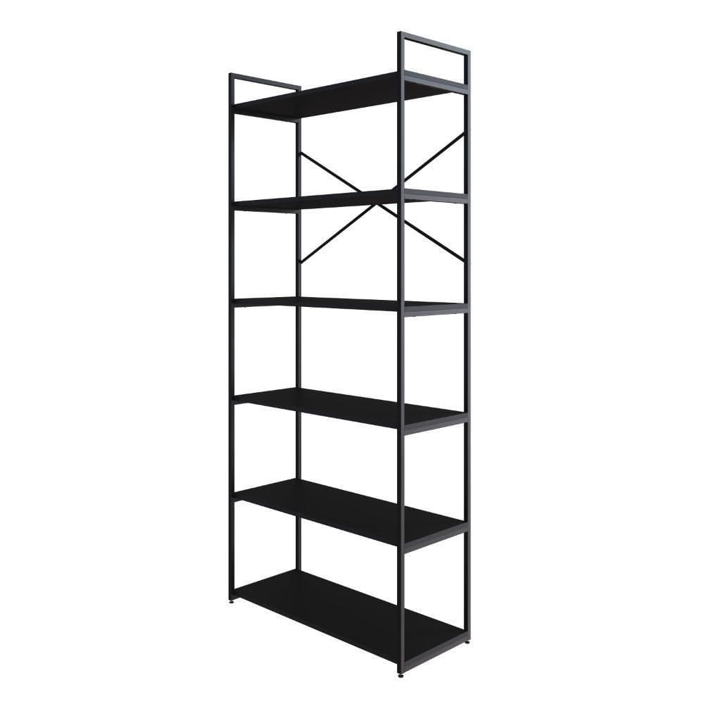 Estante Alta C/06 Prateleiras 185x80x33cm Yon Preto Tx/ Preto Tx/