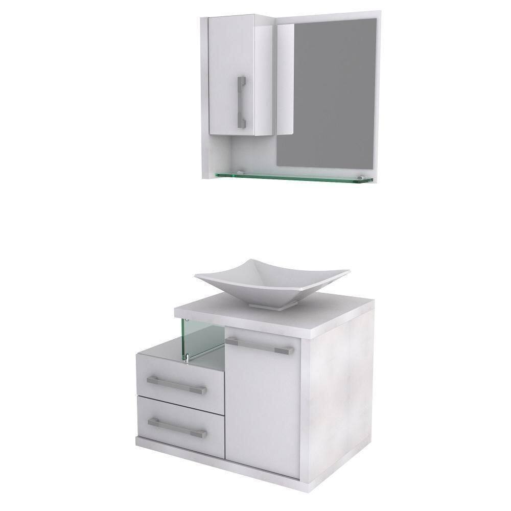 Conjunto Balcão C-cuba L38 E Espelheira Legno 650 Perffect Acetinado Branco Chess C-branco Chess