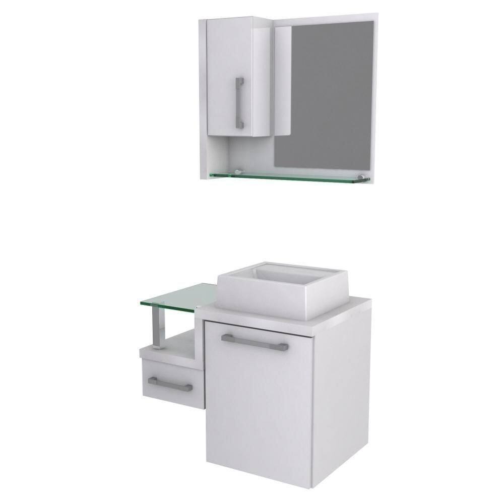 Conjunto Balcão C-cuba Q32 E Espelheira Legno 630 Perffect Acetinado Branco Chess C-branco Chess