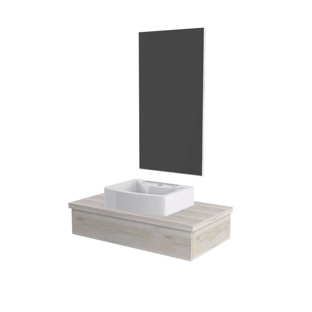 Conjunto Bancada C-cuba Aria 41 E Espelheira Metrópole 801 Preto ônix Snow