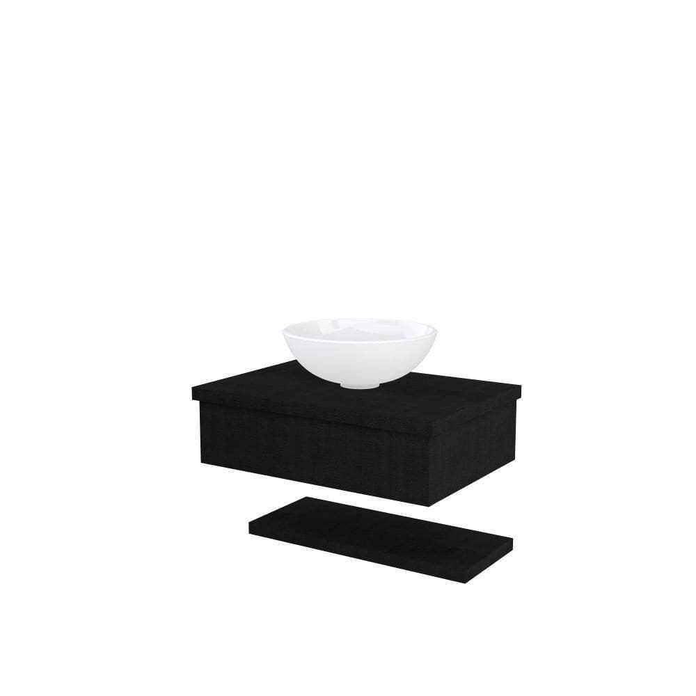Conjunto Bancada C-cuba R35 E Prateleira Metrópole 605 Nogal Preto ônix