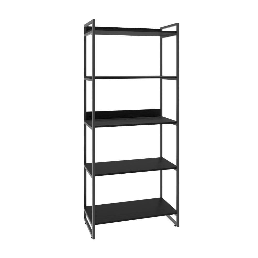 Estante Kuadra 80x40x187cm C/05 Prateleiras Preto ônix / Preto ônix /
