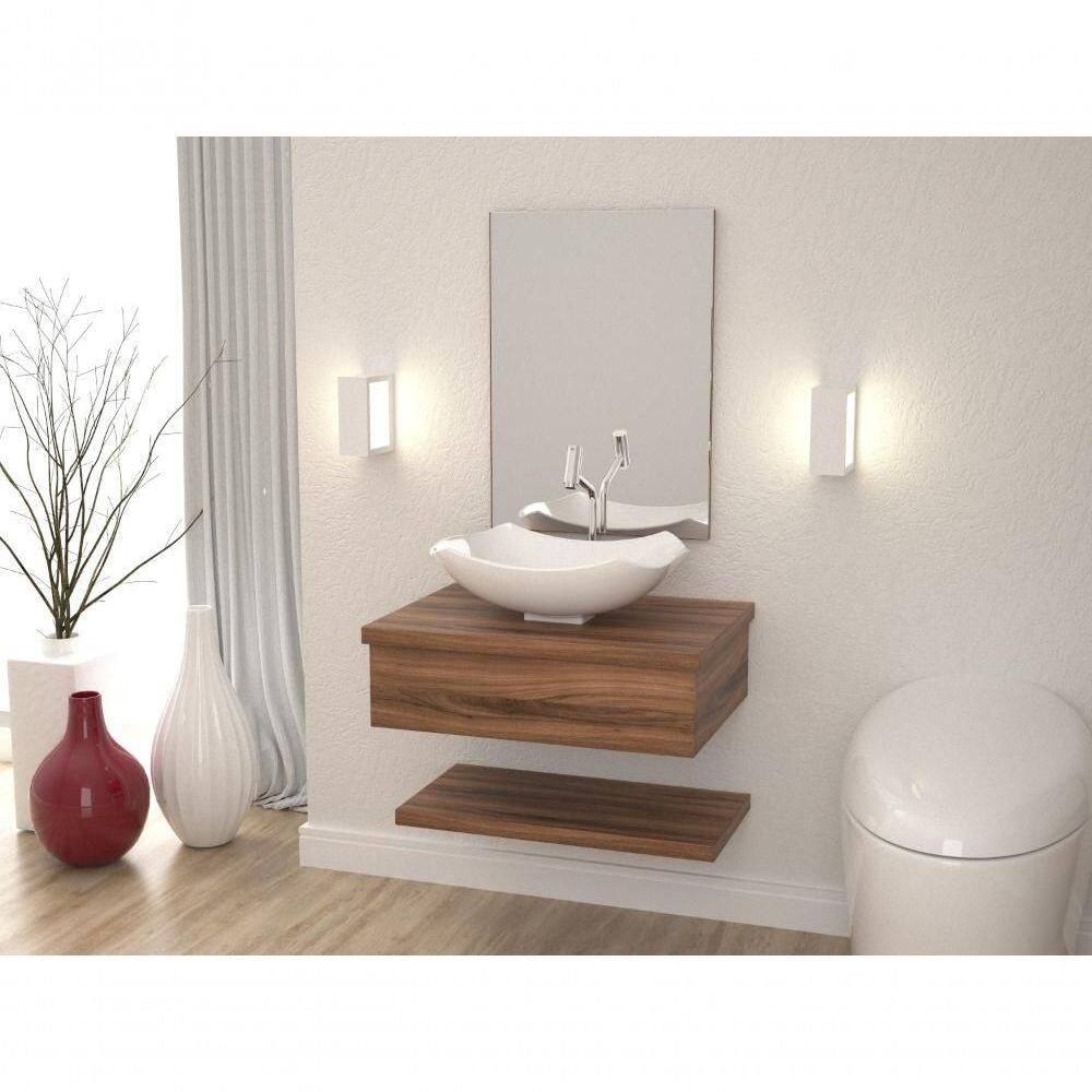 Conjunto Bancada C-cuba L42 E Prateleira Metrópole 605 Carvalho Dark Nogal
