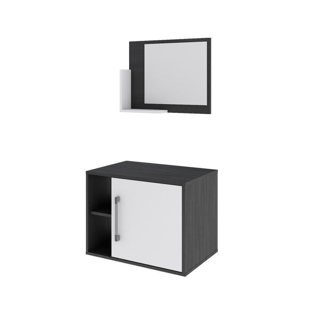 Conjunto Balcão E Espelheira Soft 600 Perffect Acetinado Preto ônix C-branco Chess