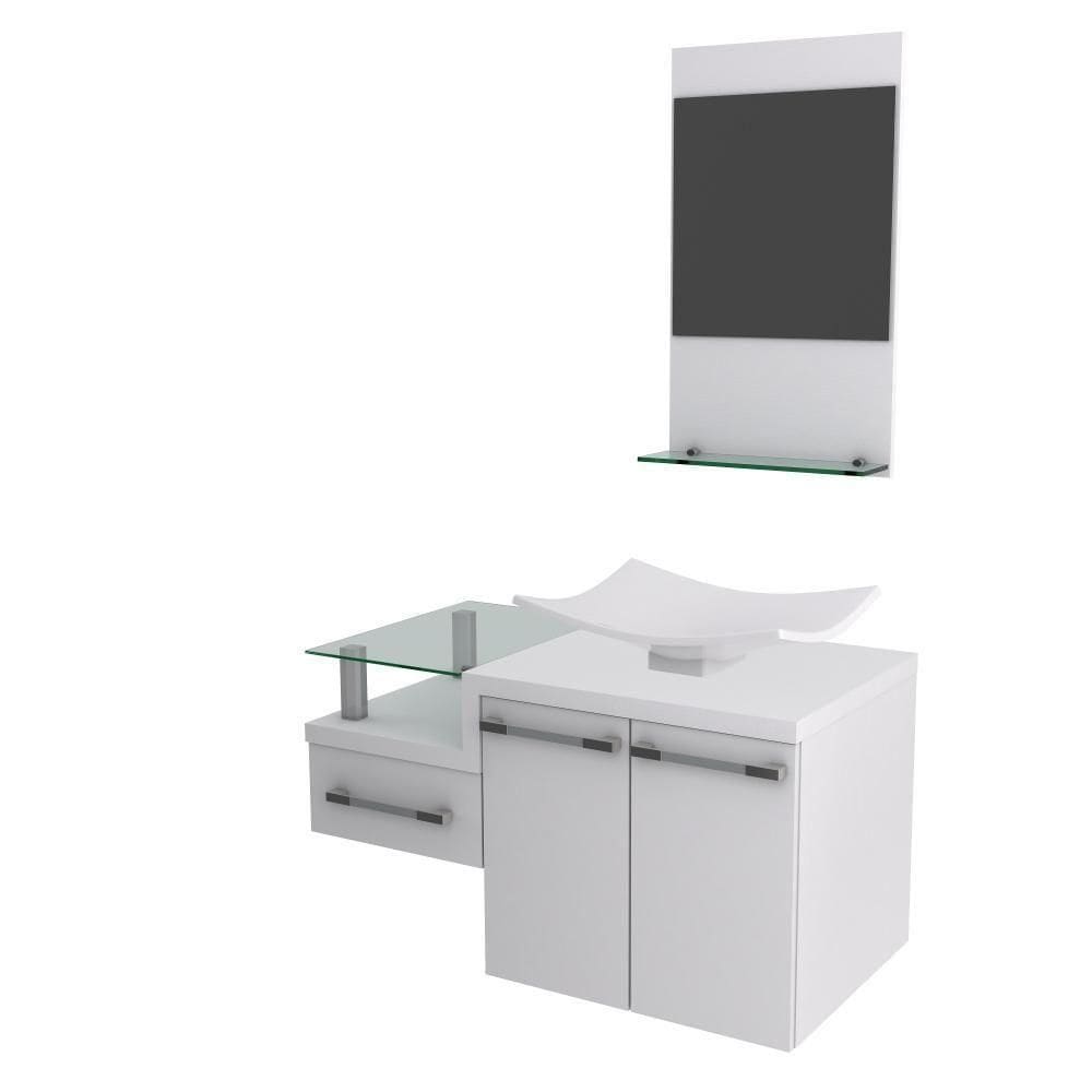 Conjunto Balcão C-cuba F44 E Espelheira Legno 831 Perffect Acetinado Branco Chess C-branco Chess