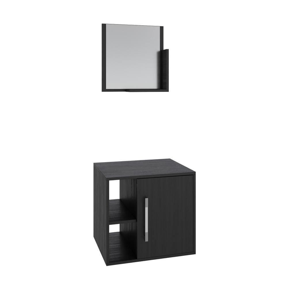 Conjunto Balcão E Espelheira Soft 500 Perffect Acetinado Preto ônix