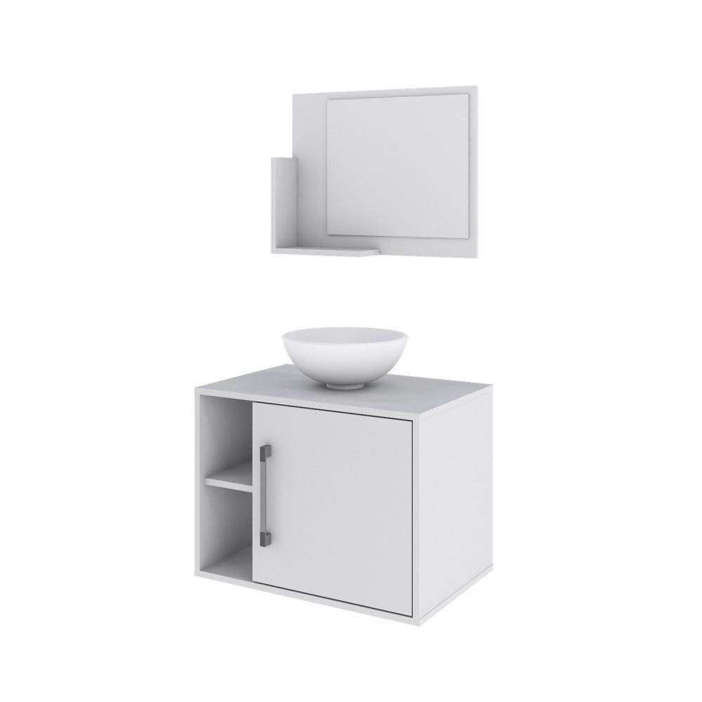 Conjunto Balcão C-cuba R30 E Espelheira Soft 600 - Branco Chess C-branco Chess Branco Chess C-branco Chess