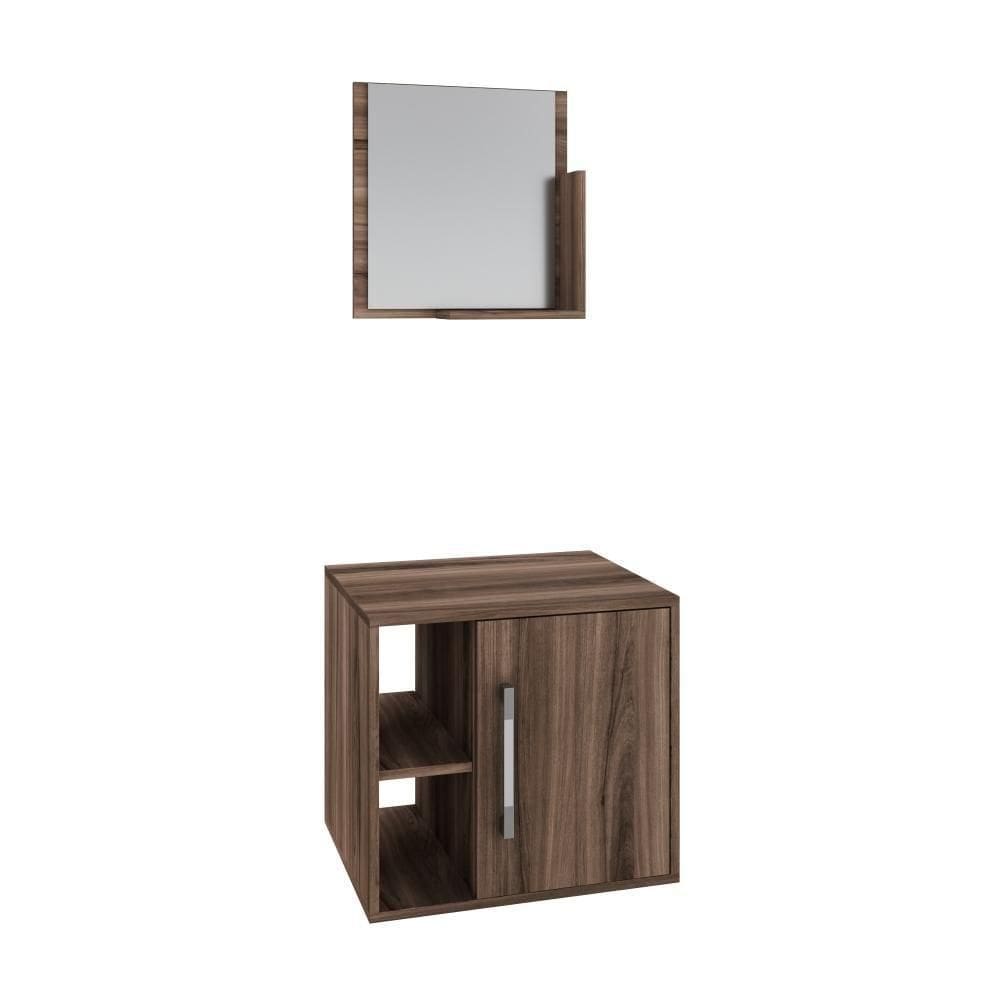 Conjunto Balcão E Espelheira Soft 500 Perffect Acetinado Nogal