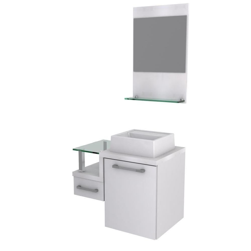 Conjunto Balcão C-cuba Q32 E Espelheira Legno 631 Perffect Acetinado Branco Chess C-branco Chess