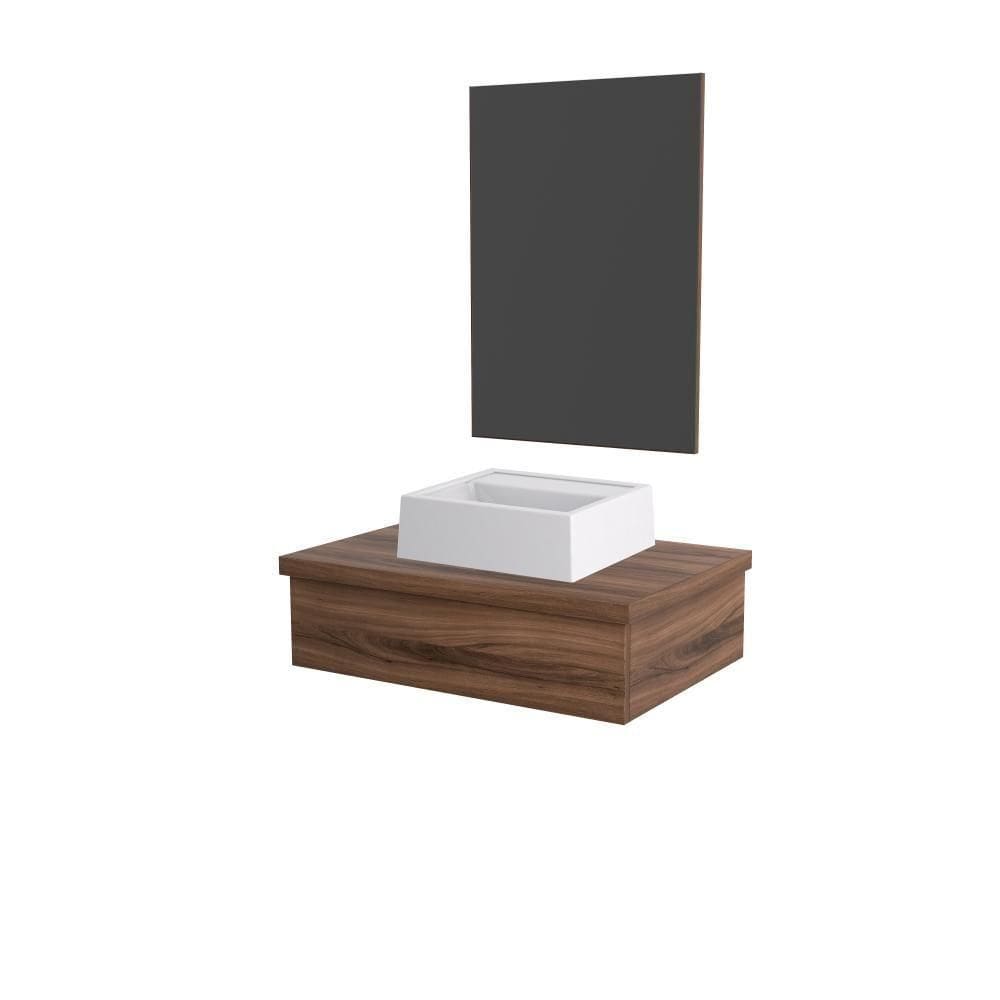 Conjunto Bancada C-cuba Q32 E Espelheira Metrópole 601 Carvalho Dark Nogal