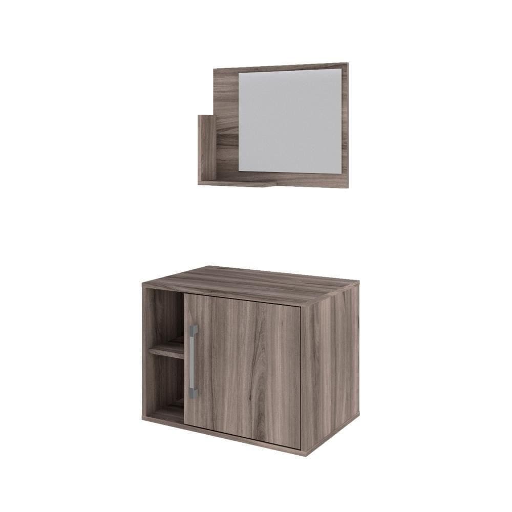 Conjunto Balcão E Espelheira Soft 600 Perffect Acetinado Nogal