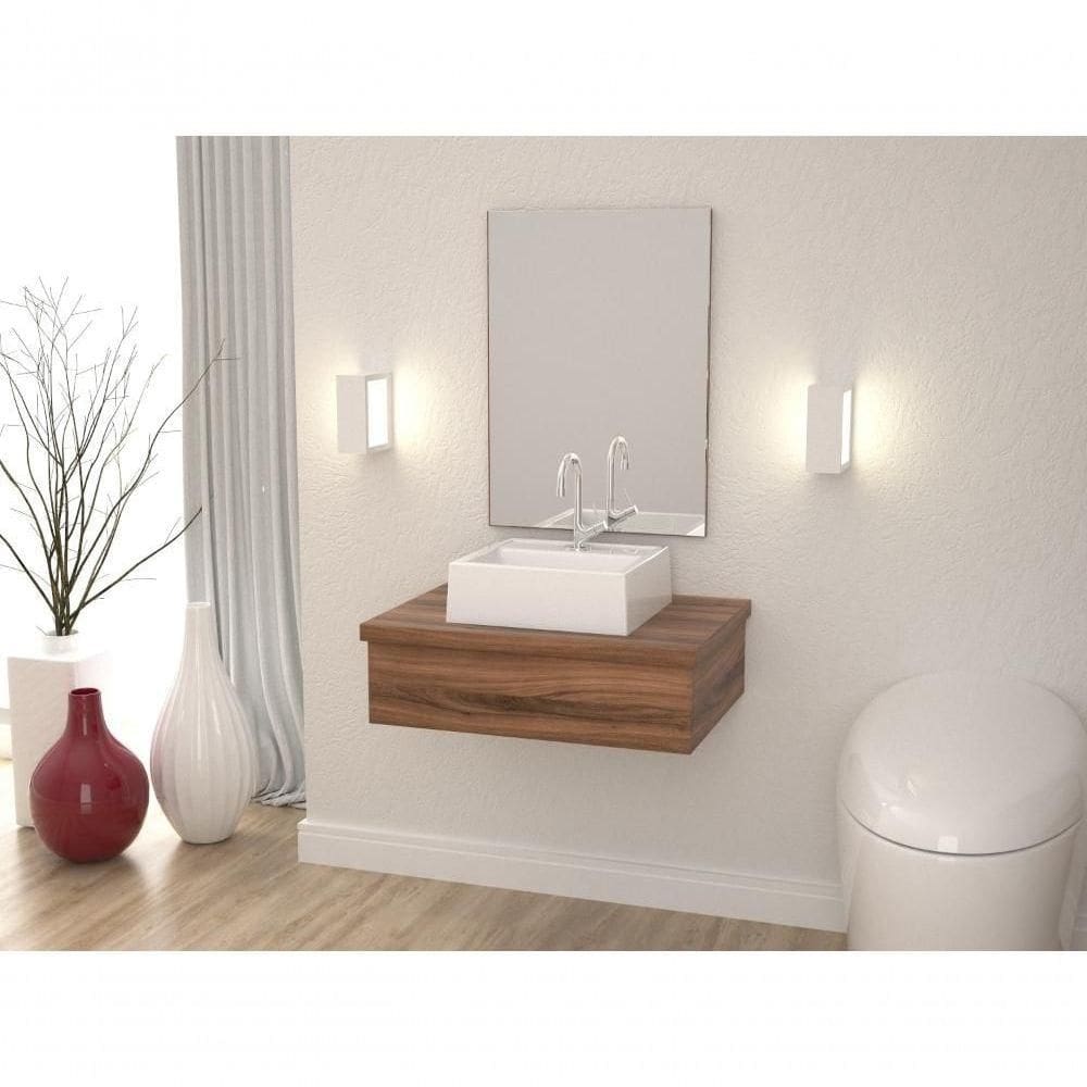 Conjunto Bancada E Espelheira Ktme602 Carvalho Dark Nogal