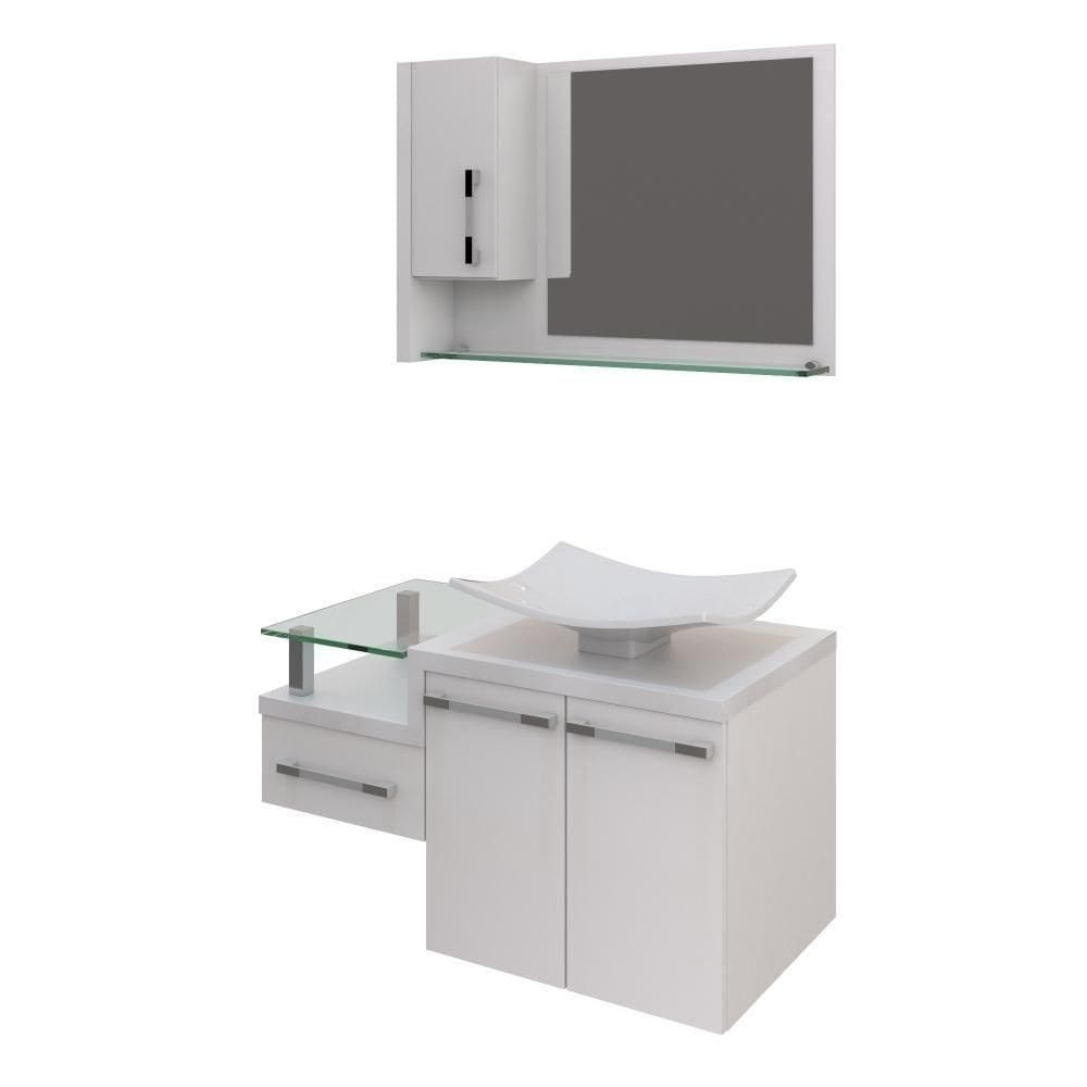 Conjunto Balcão C-cuba F44 E Espelheira Legno 830 Perffect Acetinado Branco Chess C-branco Chess
