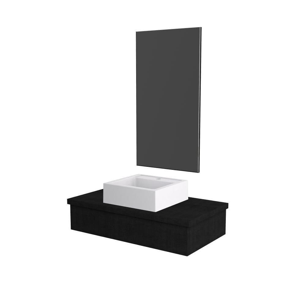 Conjunto Bancada C-cuba Q39 E Espelheira Metrópole 801 Nogal Preto ônix