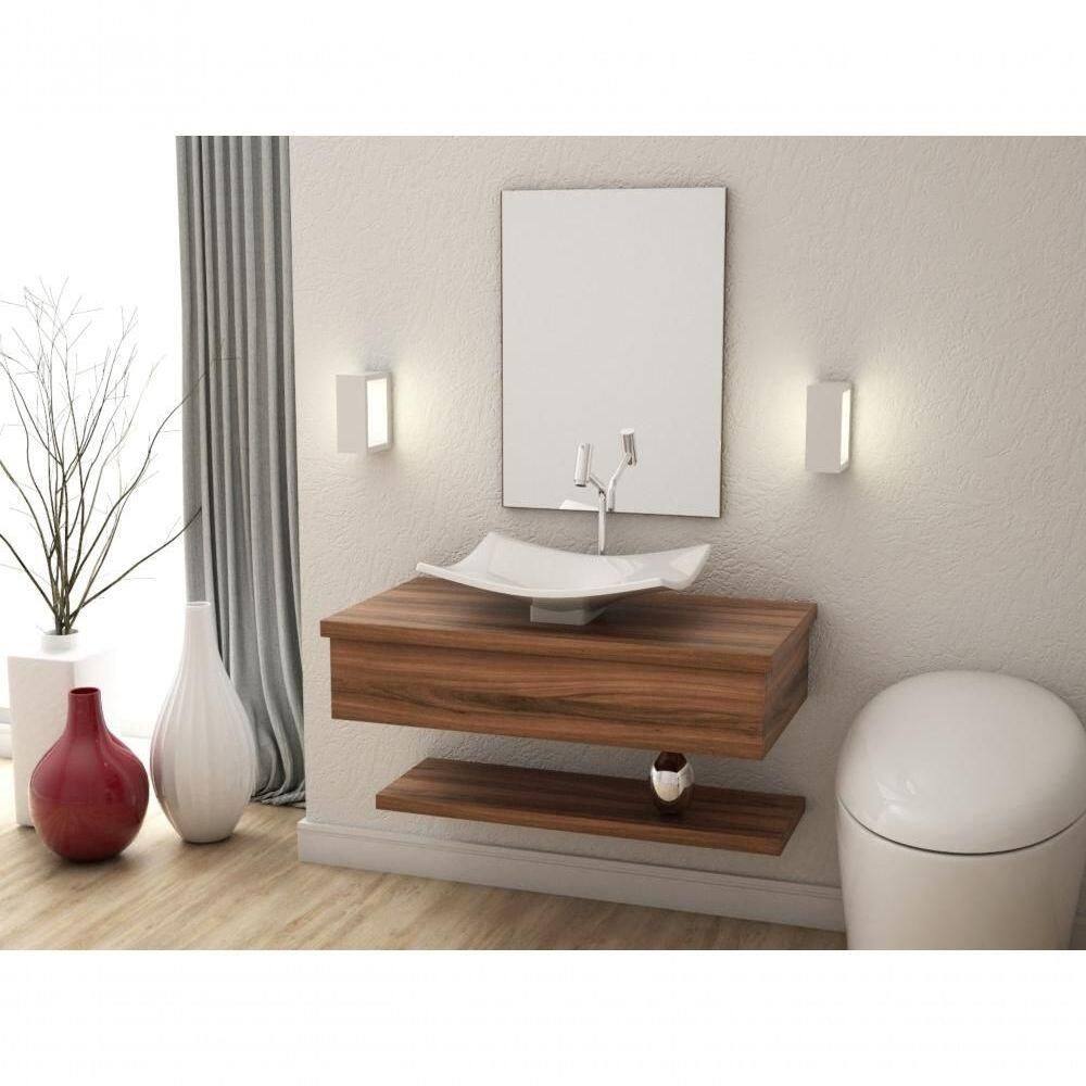 Conjunto Bancada C-cuba F44 E Prateleira Metrópole 805 Carvalho Dark Nogal