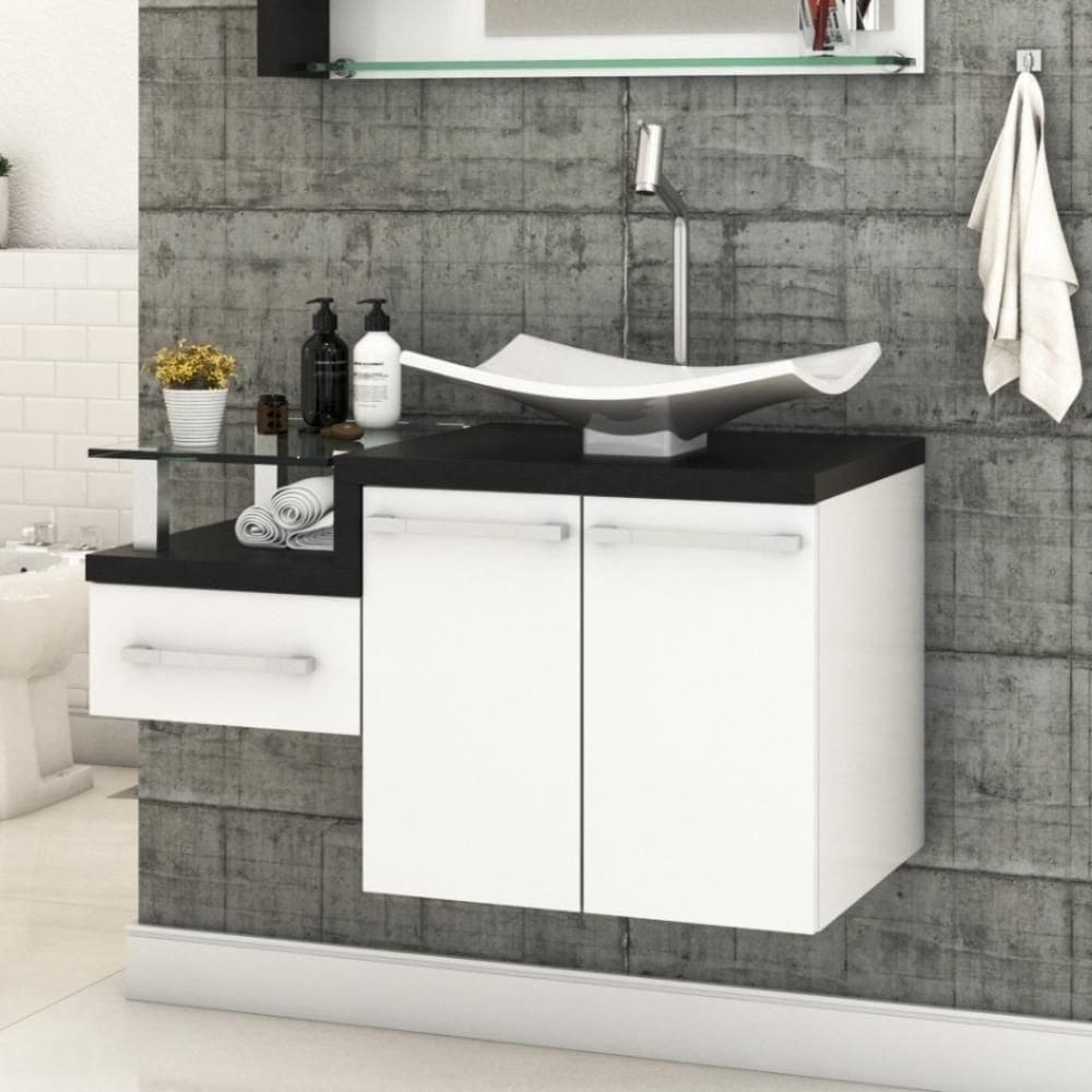 Conjunto Balcão C-cuba F44 Legno 830 Branco Chess C-nogal Branco Chess C-preto ônix