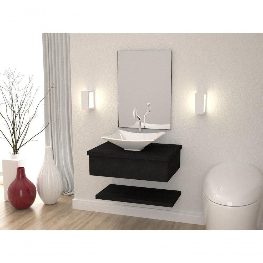 Conjunto Bancada C-cuba L38 E Prateleira Metrópole 605 Nogal Preto ônix